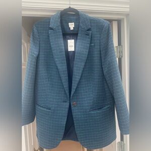 J. Crew Navy and Green Striped Blazer